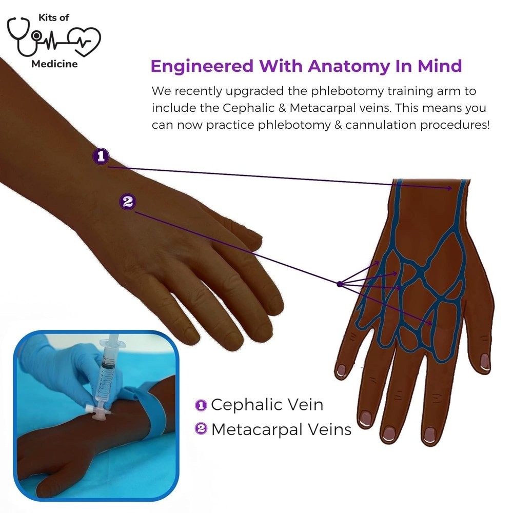 Phlebotomy Training Kit | IV, Venipuncture Arm Practice Kit EDUCATIONAL-USE