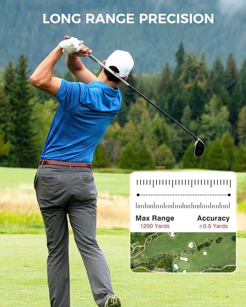 Compact Waterproof Golf Rangefinder with 7X Magnification & Flag Locking