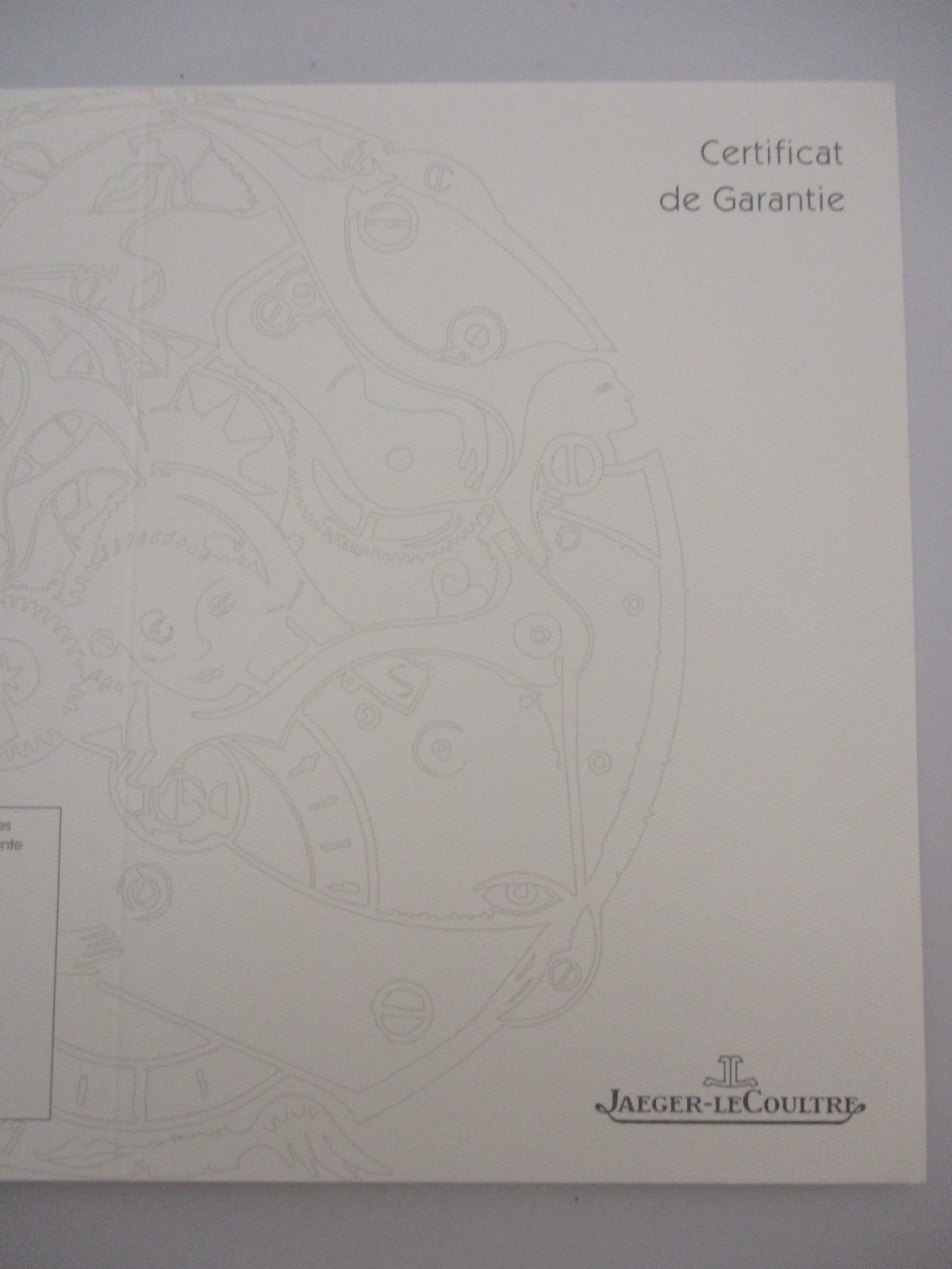 Jaeger-LeCoultre Retail Stamped Watch Certificat Garantie Guarantee Certificate