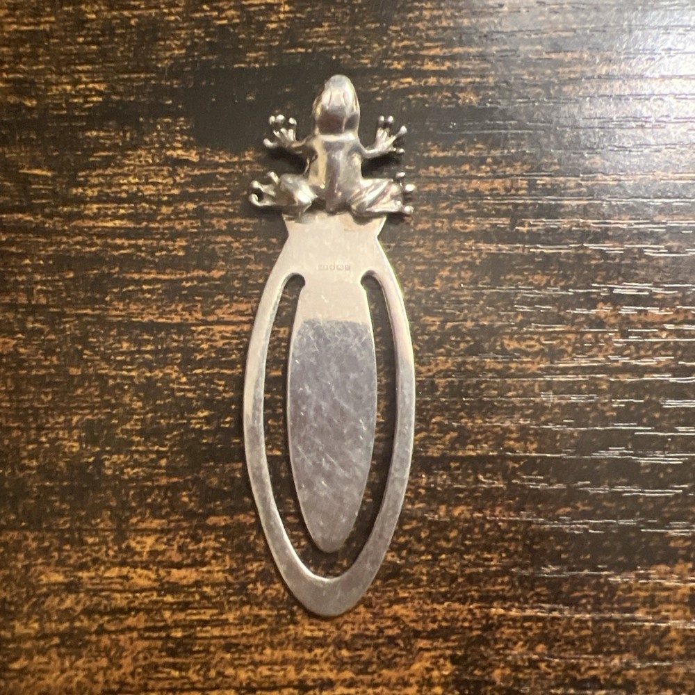 Beautiful 925 Solid Sterling Silver frog toad cute Bookmark 7cm 10.40g