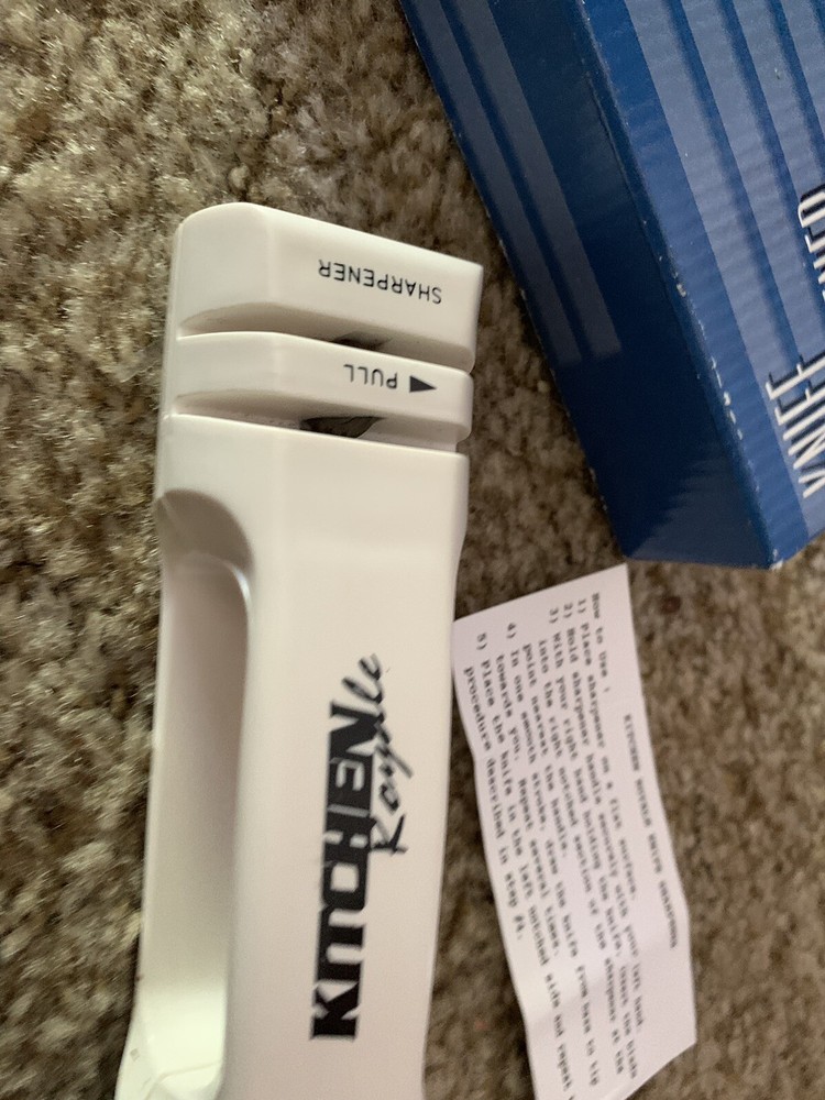 Kitchen Royal Small White Knife Sharpener In Box w/ Instructions