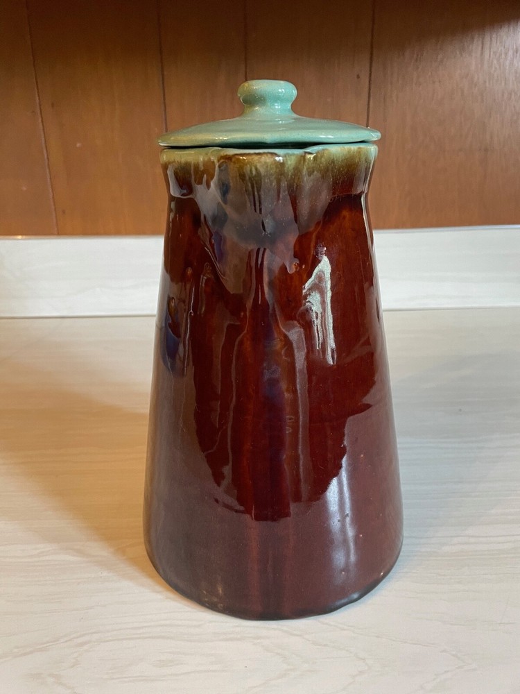 Vintage Ceramic Pitcher Teal and Brown