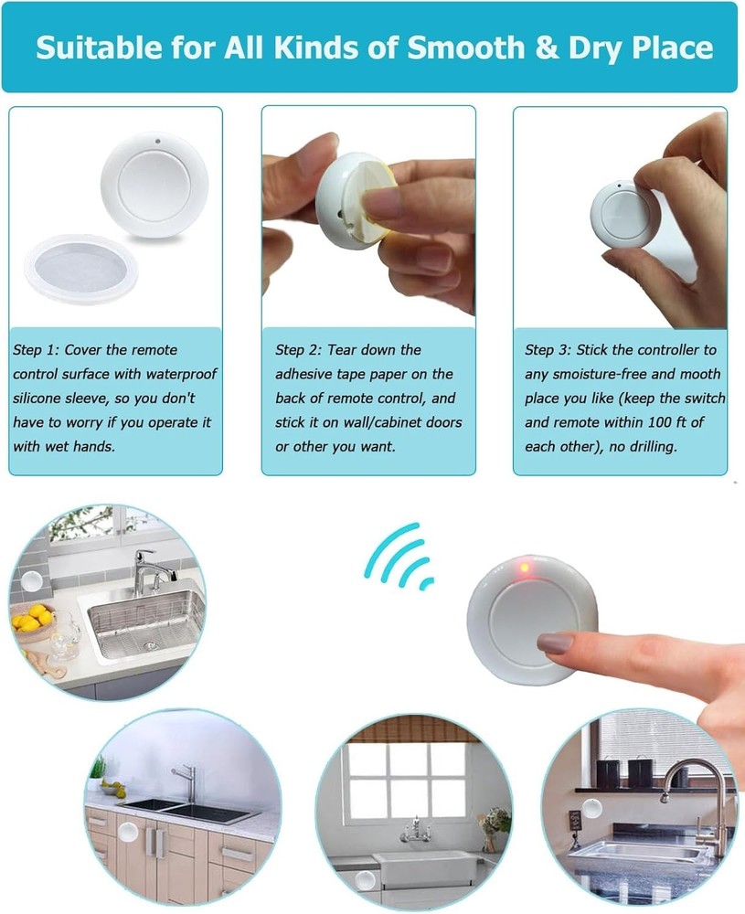Remote Control Garbage Disposal Switch - Wireless, No Wiring Needed, Easy Setup