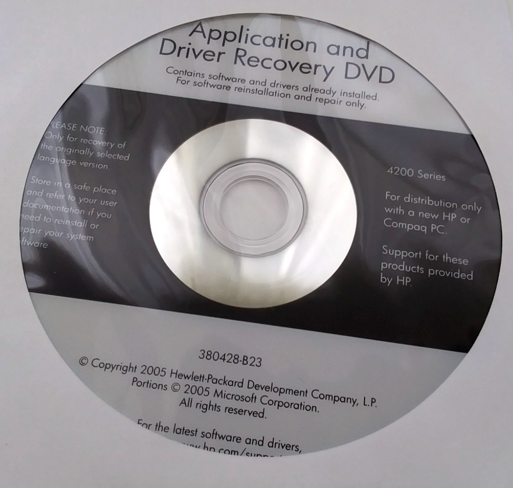 HP Microsoft Windows XP Tablet PC Ed 2005 Software DVDs Recovery Multibay WinDVD