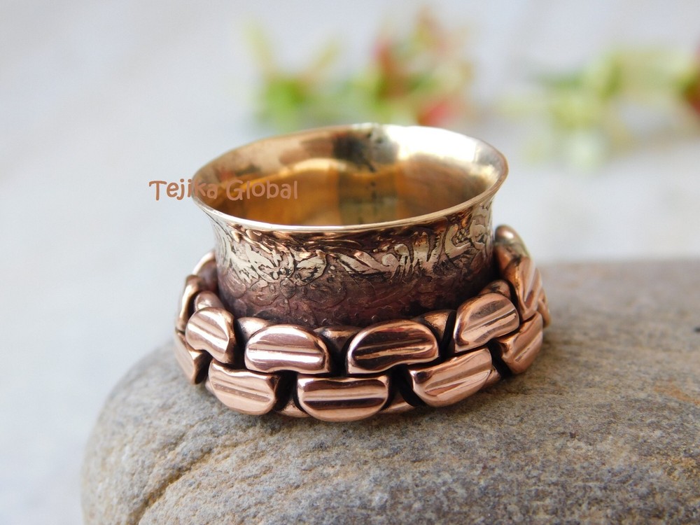 Unique Copper Ring Solid Copper Ring Healing Spinner Ring Women Handmade Rings,