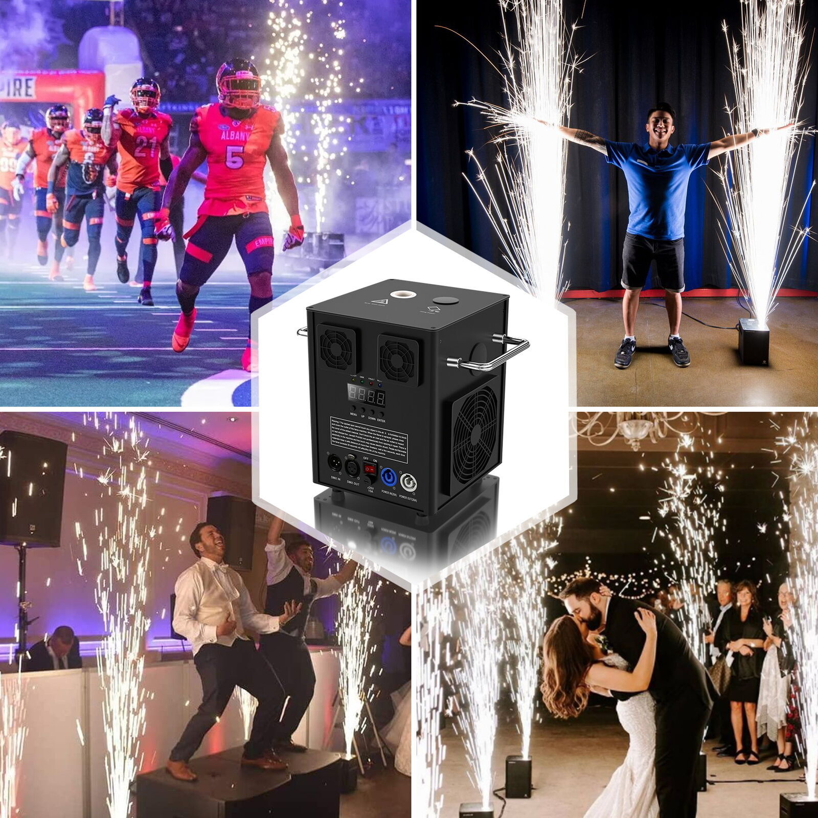 4PCS Large Cold Spark Machine 700W DMX Stage Firework Machine 6.6-9.8ft Wedding