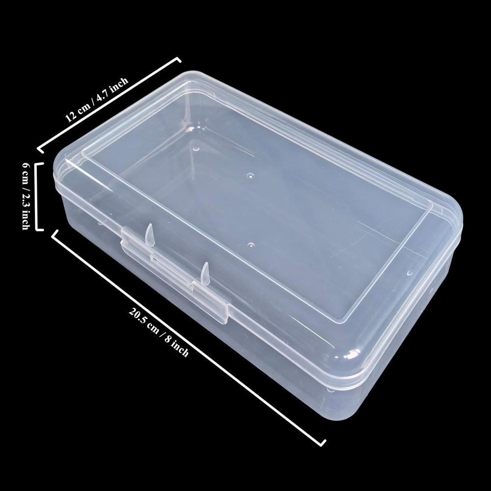 4 Pack Rectangular Clear Plastic Storage Containers Box with Hinged Lid for B...