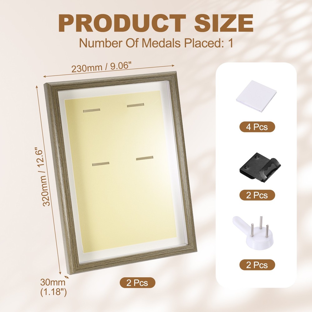13x9\" Vertical Shadow Frame with Dots and Stickers, Walnut Color