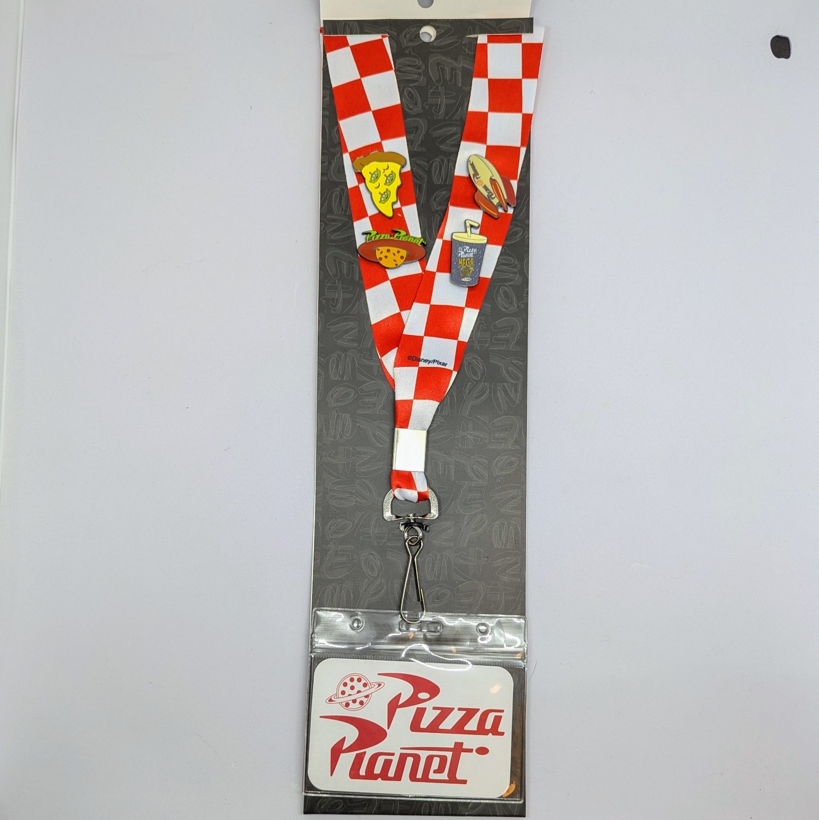 Disney Loungefly Toy Story Pizza Planet Lanyard ID Badge Card Holder With Pins