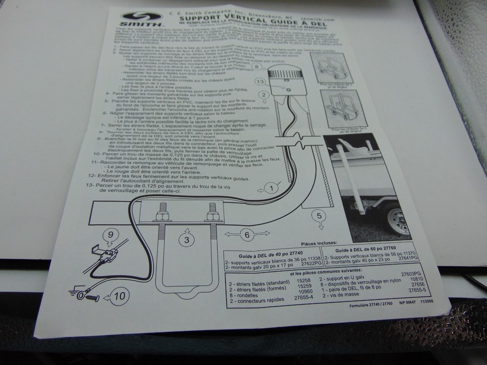 Smith Boat Trailer Lighted Post Guide On Replacement Part Mounting Bracket Bolt