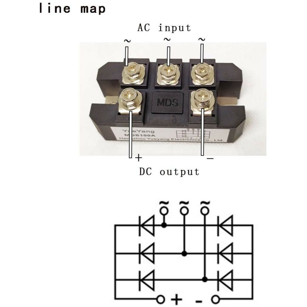YueYang MDS100A 3-Phase Rectifier Bridge Module 100amp high-Power Module 