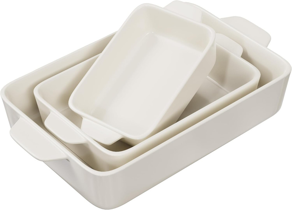 Ceramic Bakeware Set, Rectangular Baking Dishes, for Casseroles, Lasagna, Cake,