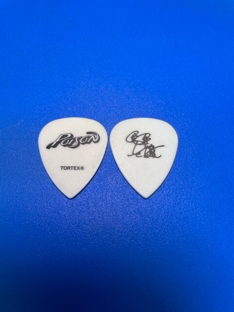 C.C. DeVille 2022 Stadium Tour White Guitar Pick with printed signature