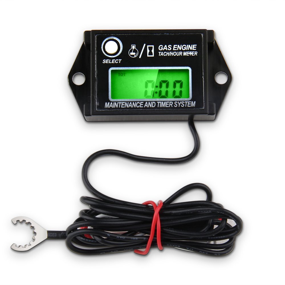 Digital Engine Tach Tachometer Hour Meter Waterproof Resettable Job Timer Power