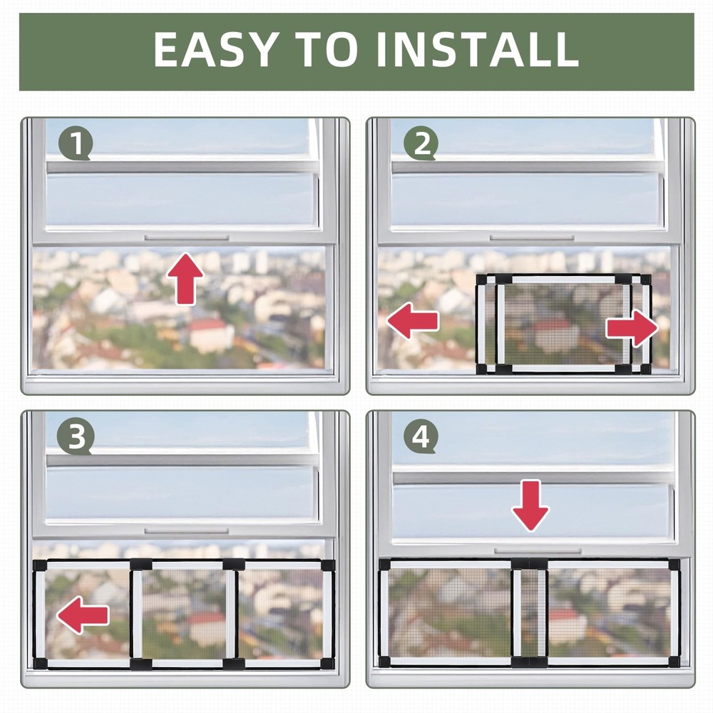 Adjustable Expandable Window Screen 16-28 Inches Small Size 2 Packs
