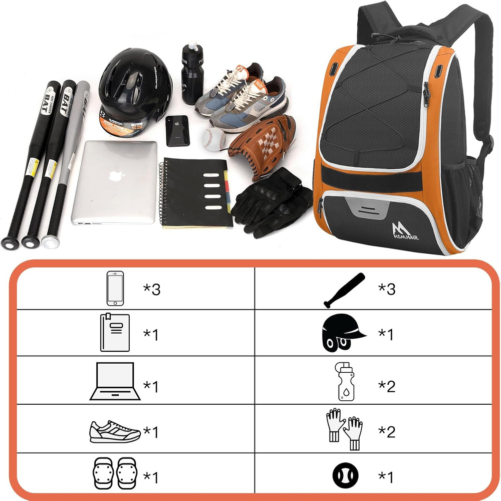 Baseball Bag-Baseball Backpack Holder for Baseball, Large Main Compartment,Softb