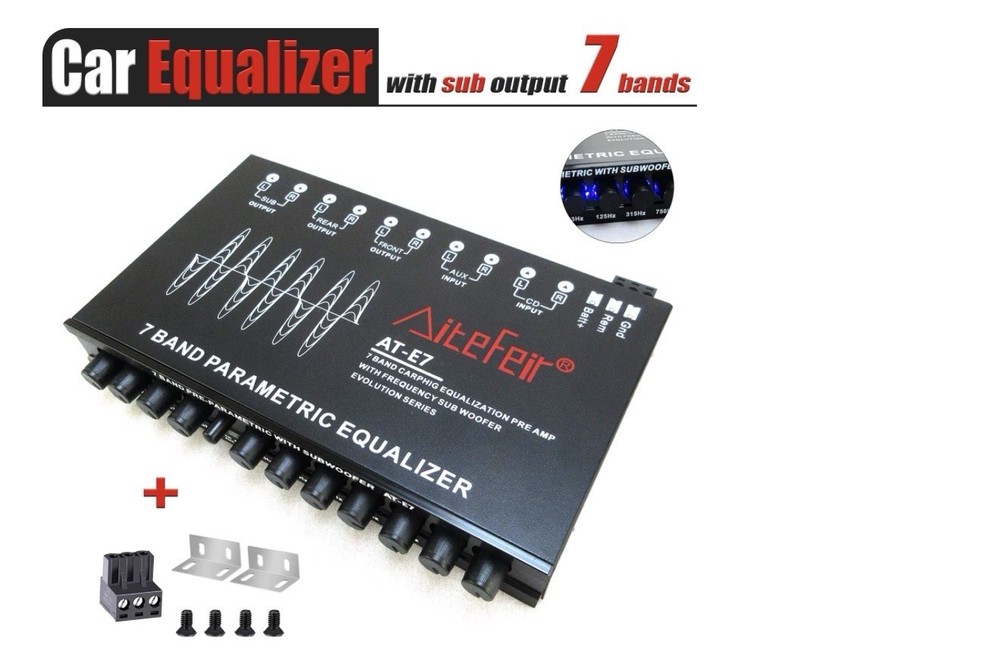 Altefer AT-E7 7-Band Parametric Equalizer designed for car audio systems.