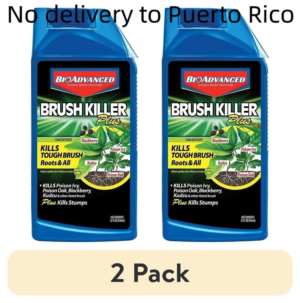 (2 pack) BioAdvanced Brush Killer Plus, Concentrate, 32 oz, 4,000 Sq Ft