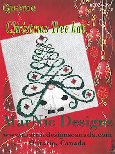 MarNic Designs Cross Stitch Pattern - 2024-09 Gnome Christmas Tree Hat