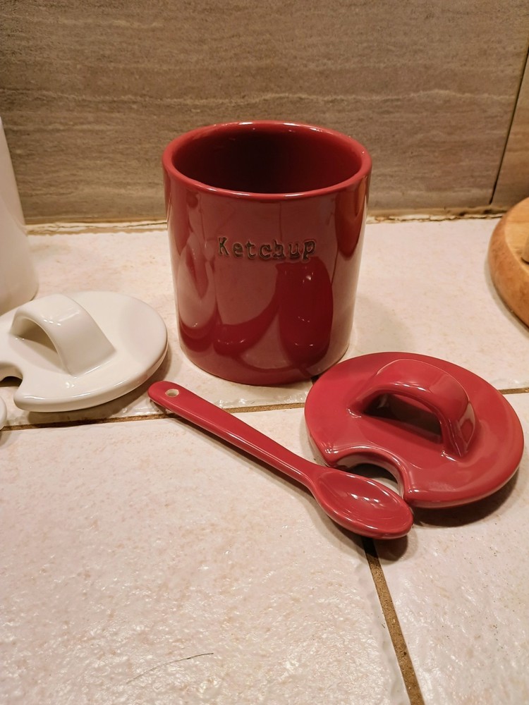 Ceramic Condiment Jars With Spoons