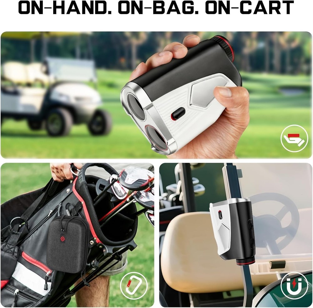 Quick-Lock Golf Rangefinder with Magnetic Mount & Vibration Feedback - 7X Zoom