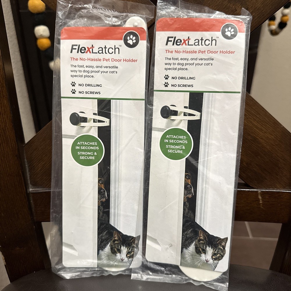 2pk FlexLatch Cat Door Holder Latch Adjustable Alternative Installs Fast Strap
