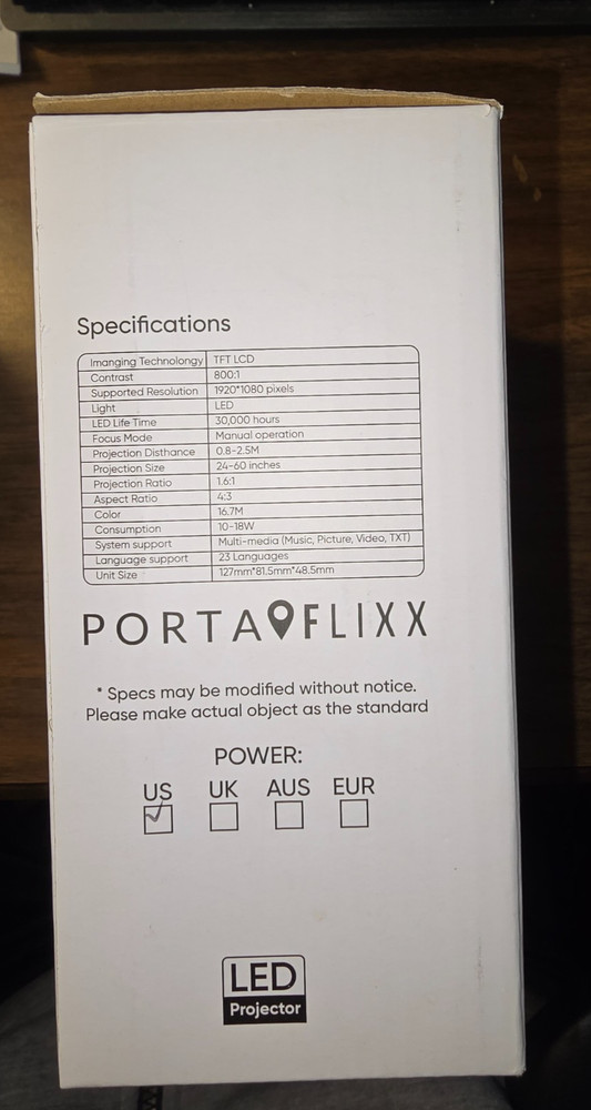 portaflixx lcd pocket projector