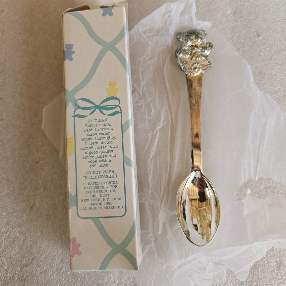 AVON Baby's First Heirloom Collection Cup, Spoon & Bear Bank Silverplated