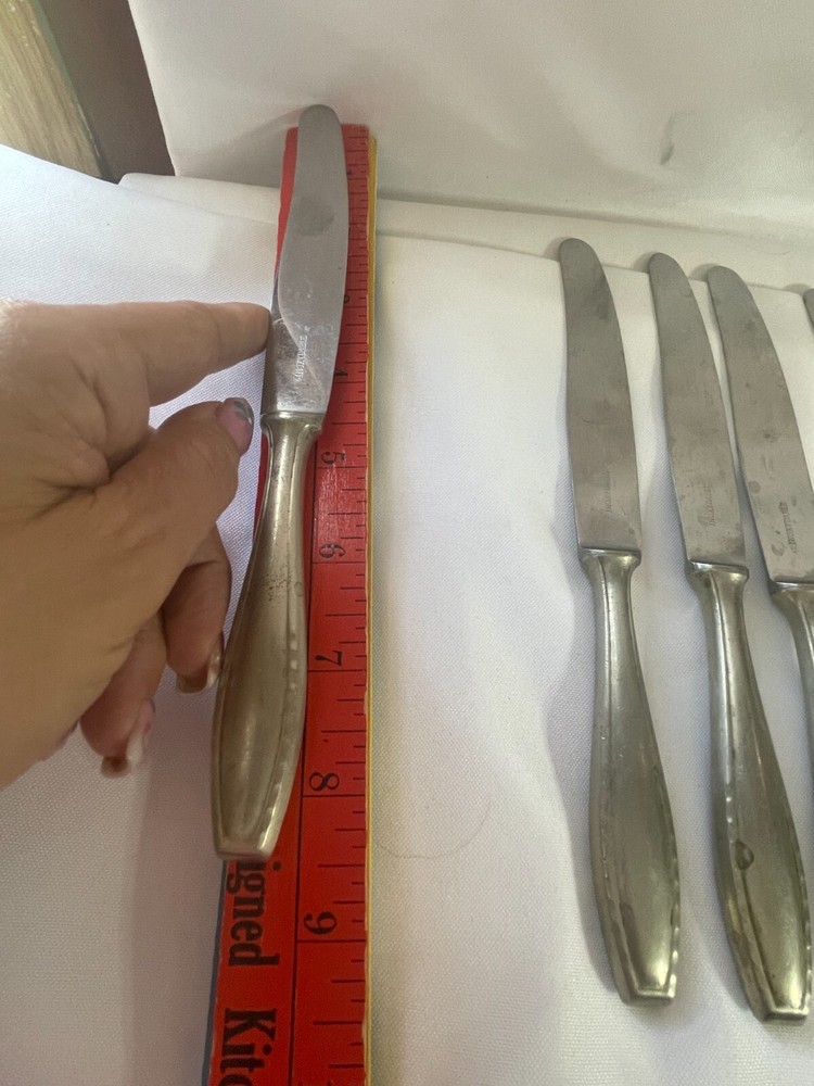6 Vintage Inoxydable Stainless Dinner Knife Flatware