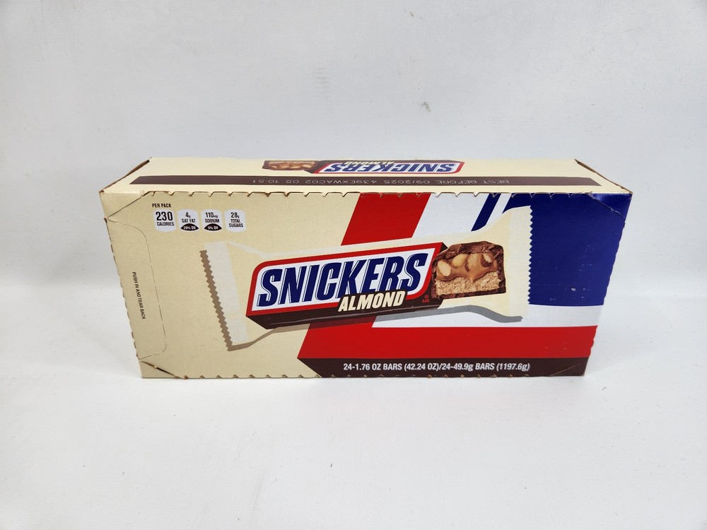 24 - Snickers Almond Milk Chocolate Candy Bars Bulk Pack 1.76 oz Bars Box Bundle