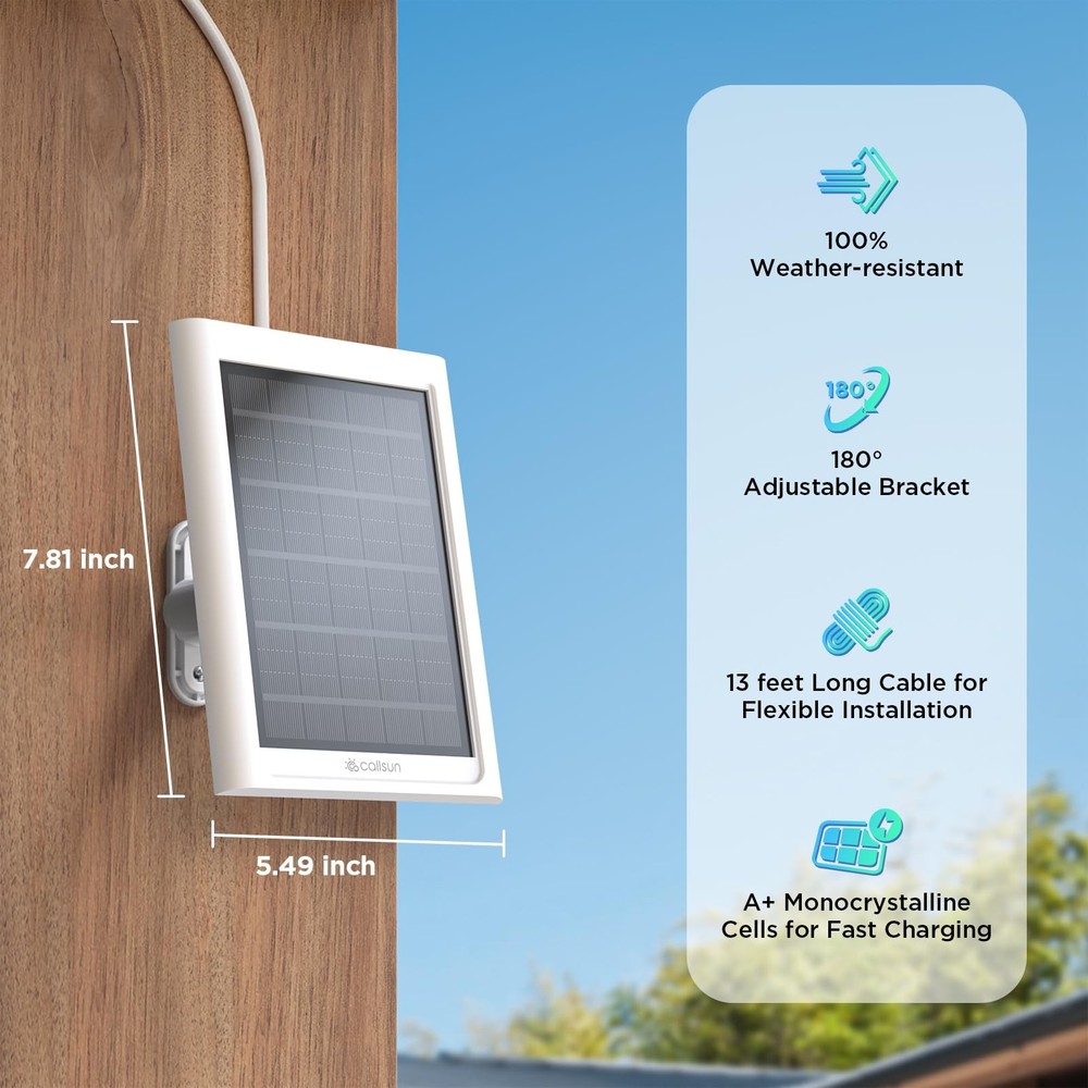 Solar Panel for Ring Camera – Compatible with Stick 2.4W-1 Pack, White