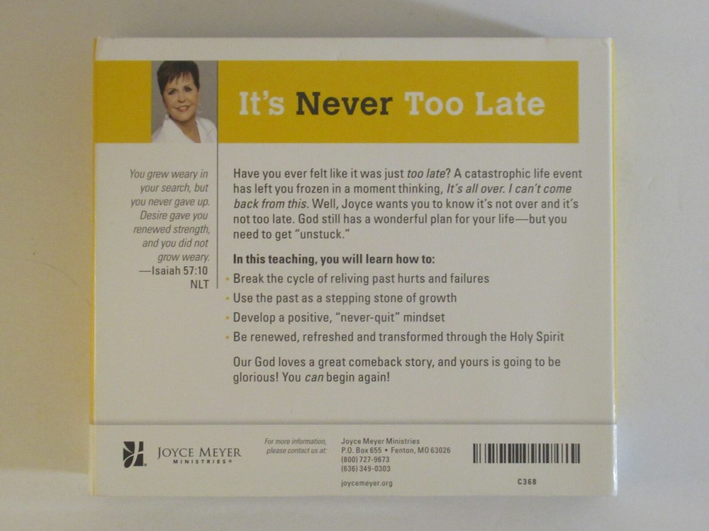 Joyce Meyer - It's Never Too Late (CD) - 4 Disc Set