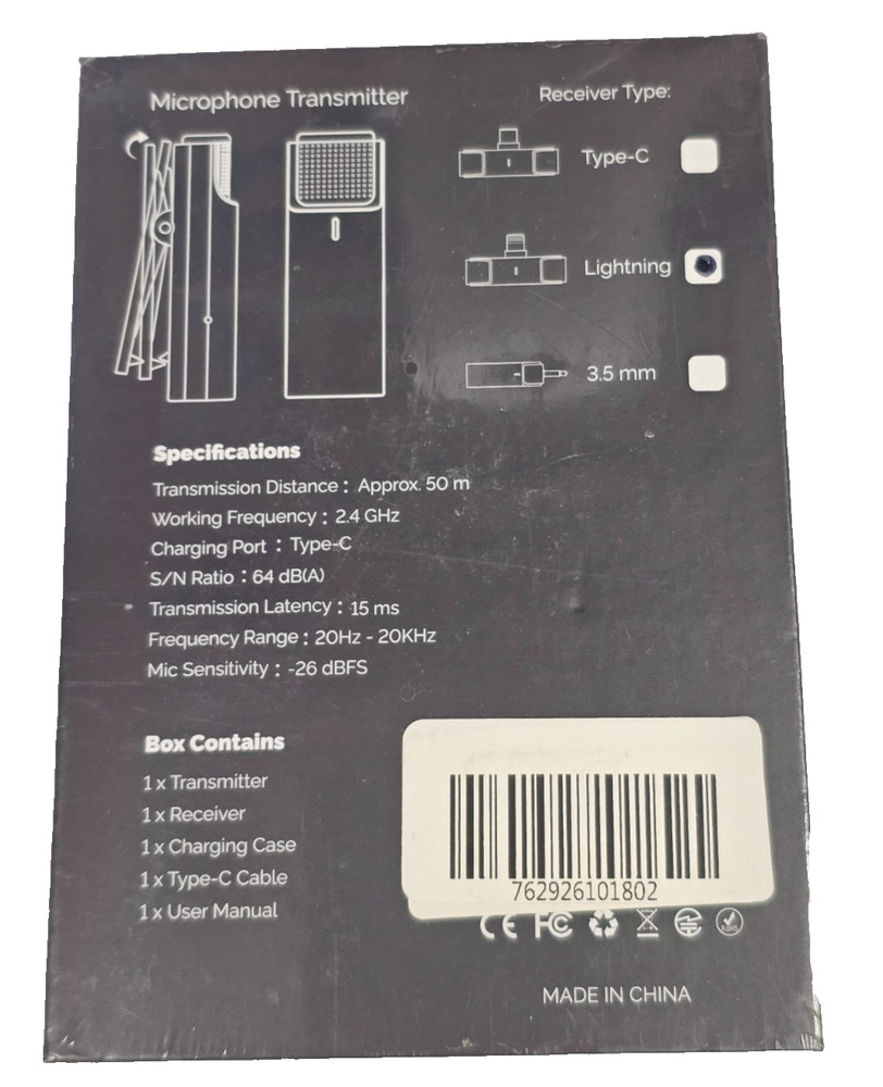 Plug-Play Wireless Lavalier Microphone for iPhone iPad with Charging Case, MPEDO