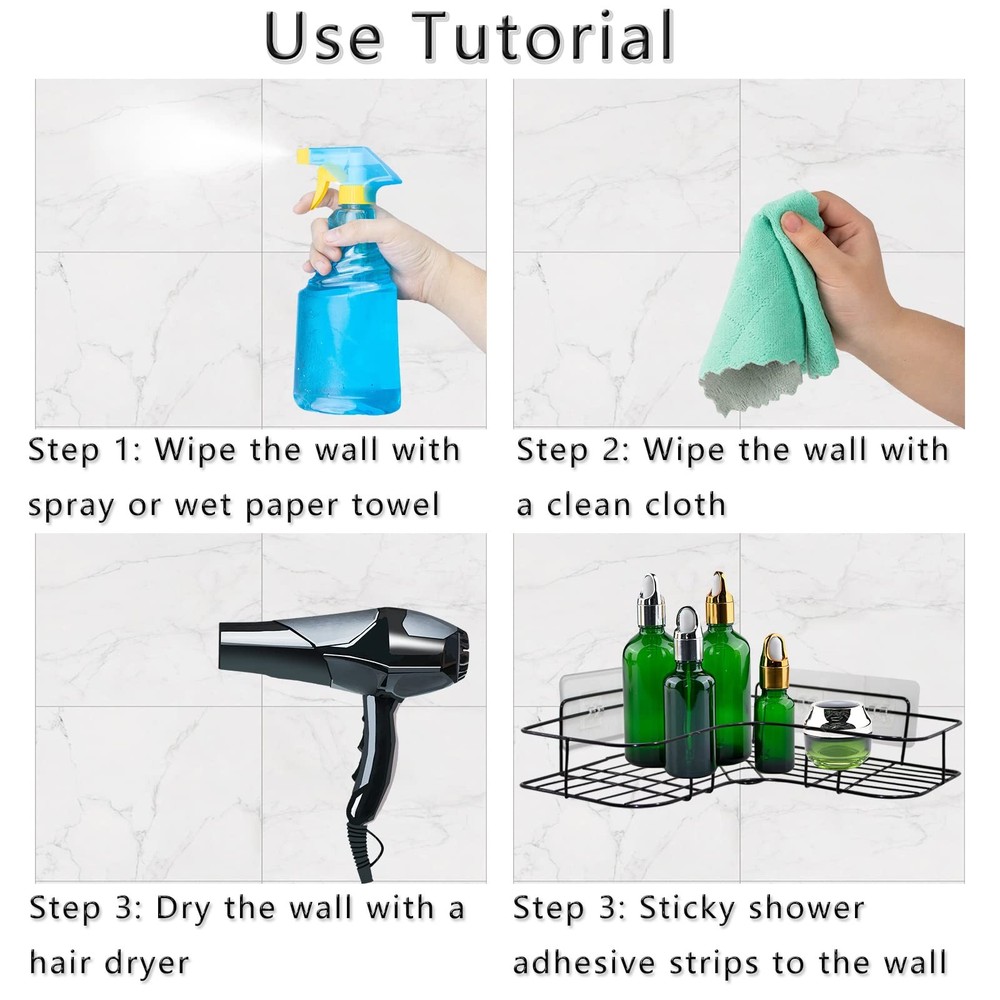 4 Pack Shower Caddy Adhesive for Replacement, Strong Transparent Adhesive for...