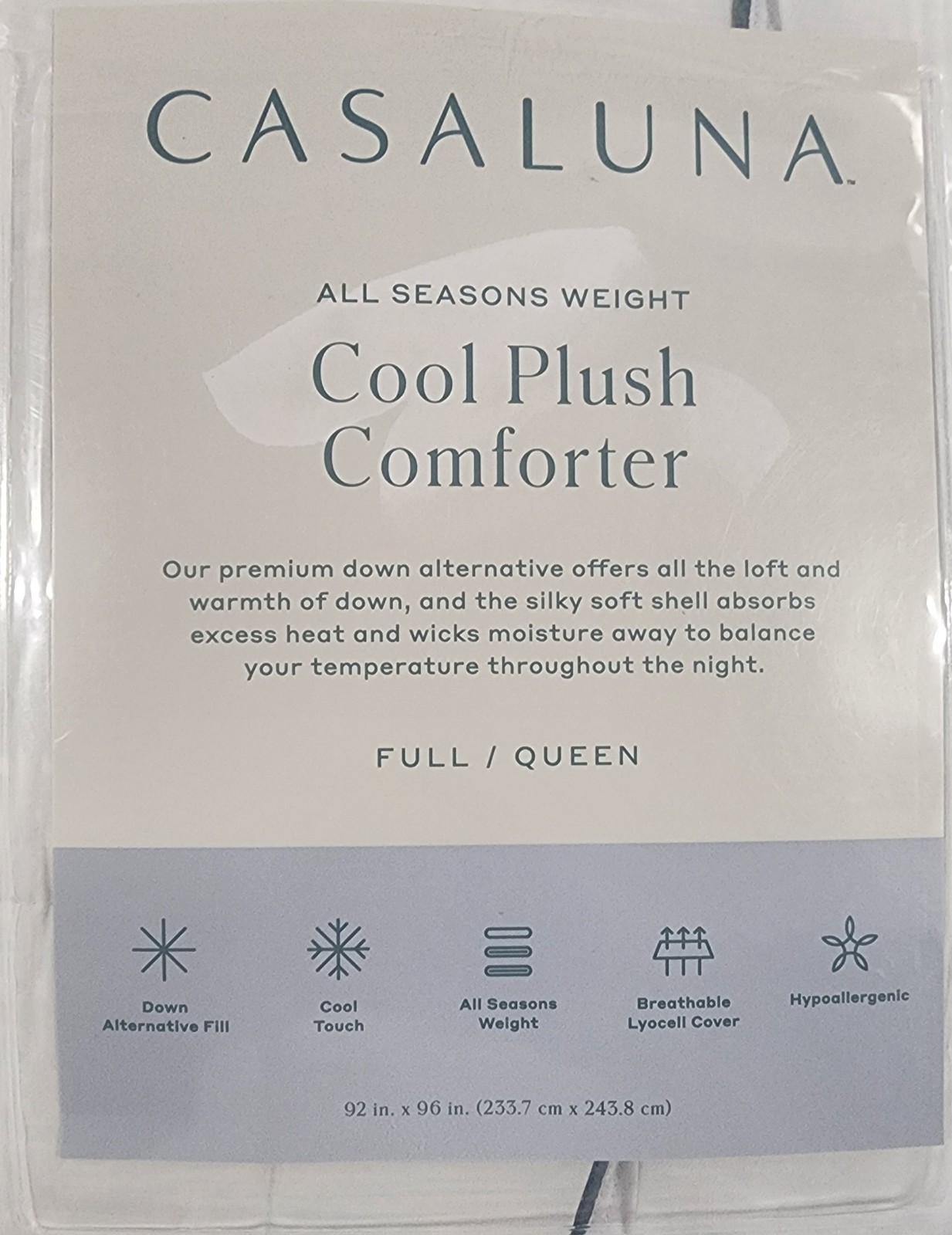 Full/Queen Cooling+ Down Alternative Cool Contact All Season Duvet Comforter