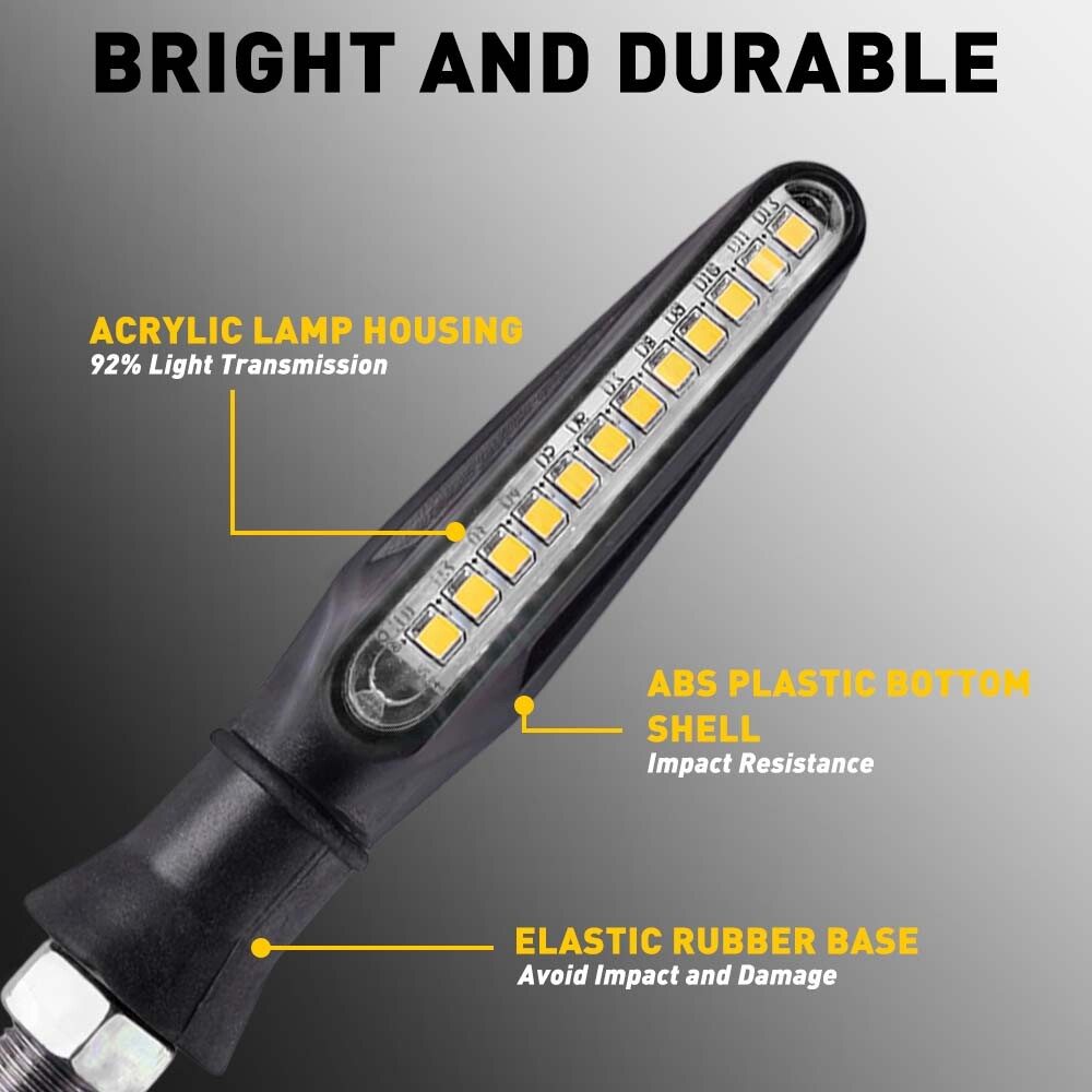 4X Motorcycle Sequential LED Turn Signal Blinker Light Indicator Amber Universal