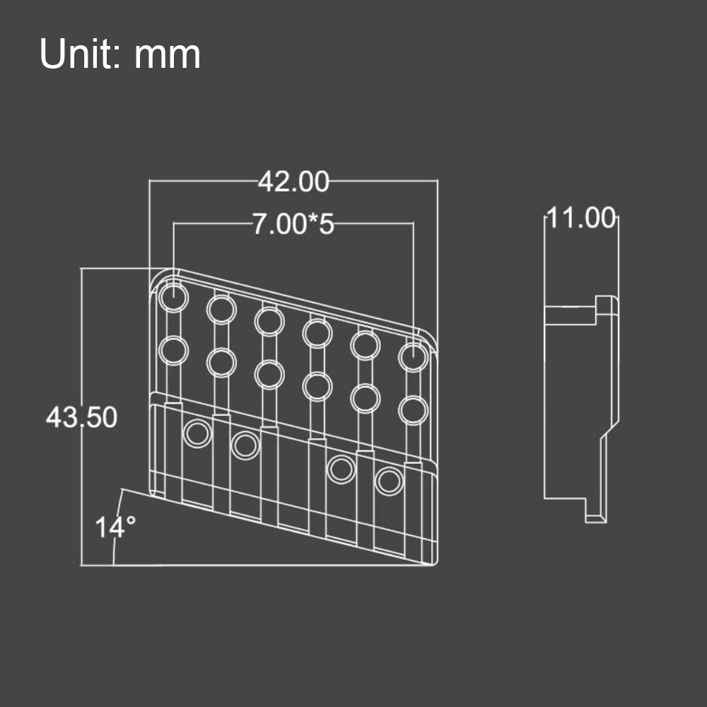 Fanned Frets 6 String Headless Guitar Bridge & String Lock Set