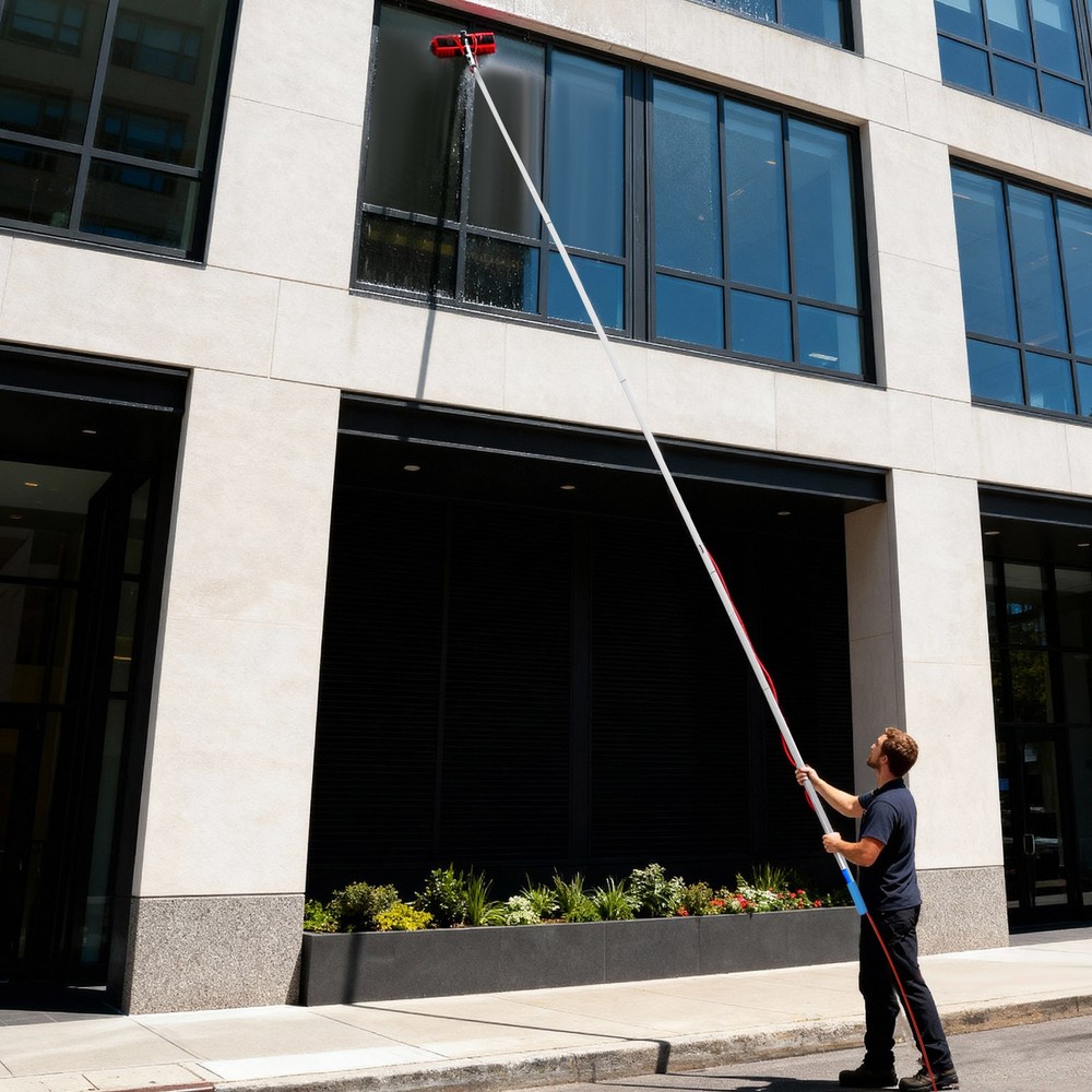 32.81ft Solar Panel Cleaning Brush & Pole Kit Proffesional Window Washing Tool