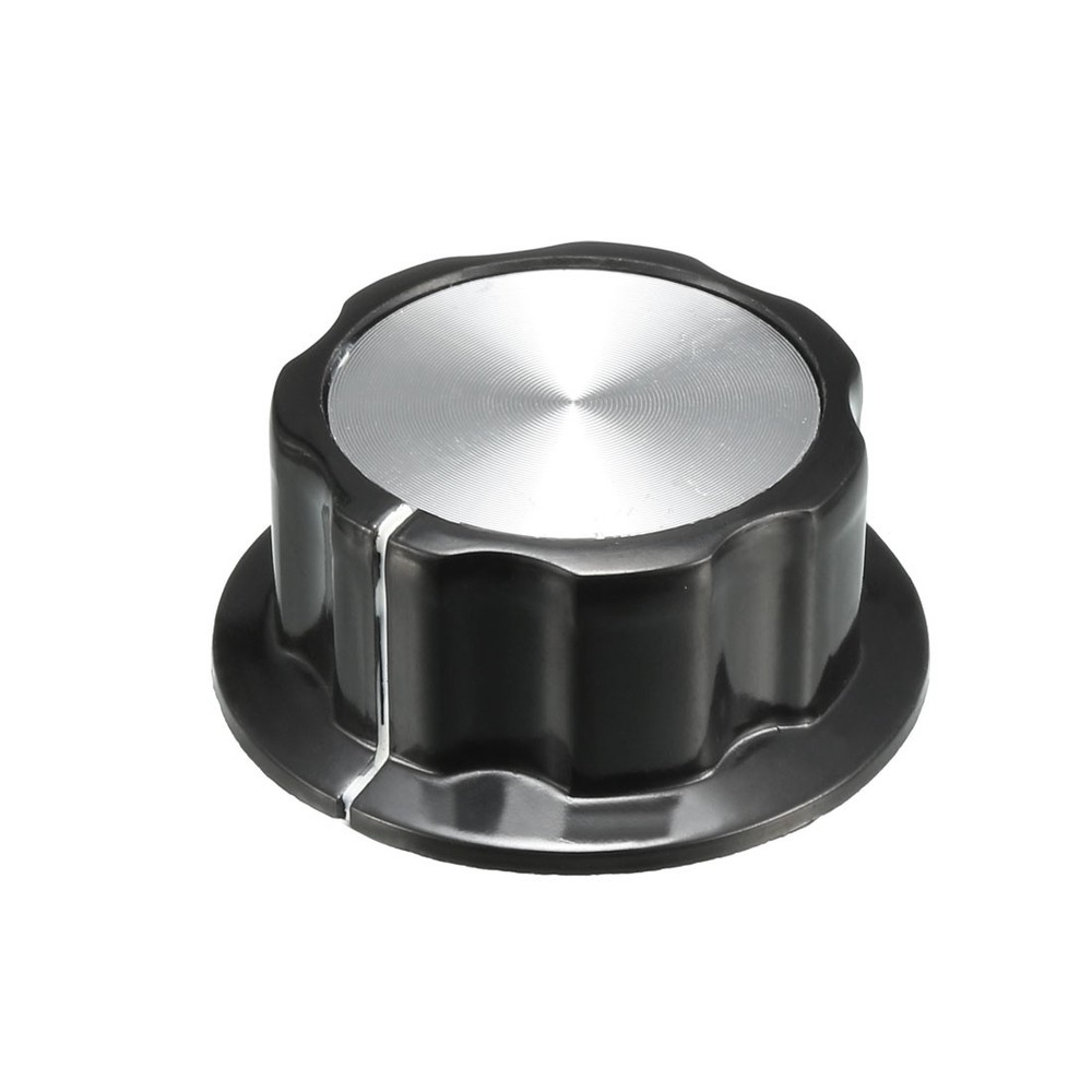 10Pcs 45x19.3mm Silver Tone Top Potentiometer Volume Control Rotary Knobs