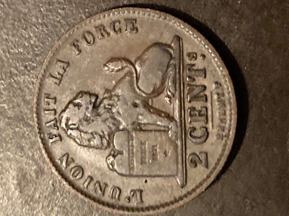 1912 Belgium 2 Centimes Coin