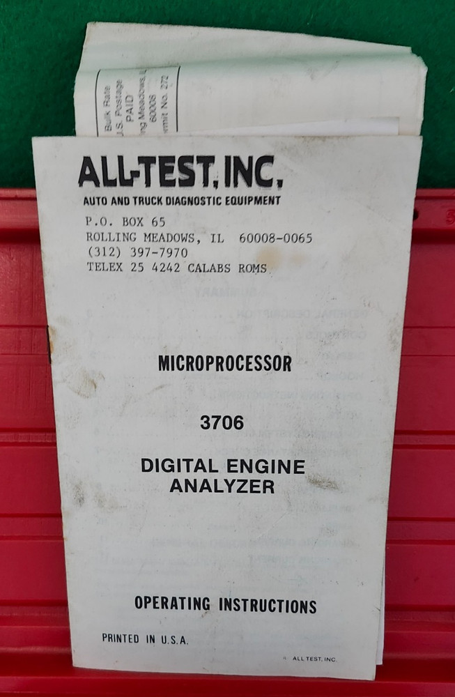 VINTAGE Alltest Digital Engine Analyzer 3706 W/ Red Case Diagnostic Machine Tool