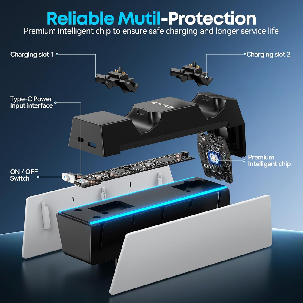 OIVO Fast Charging PS5 Controller Docking Station with AC Adapter