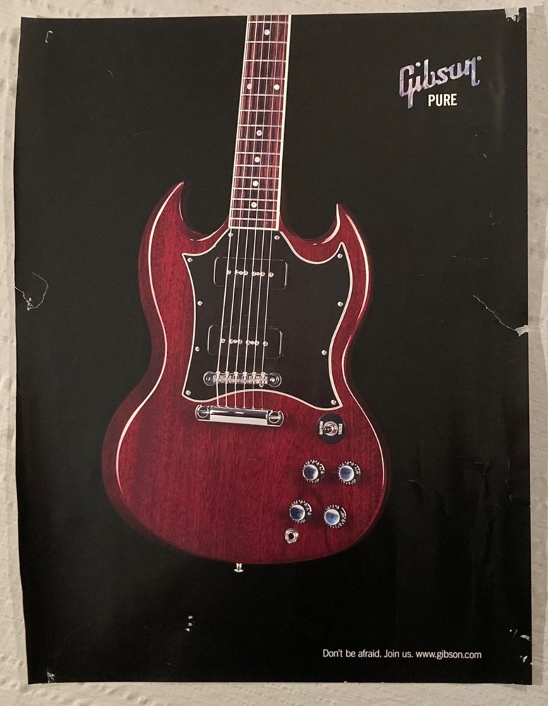 Gibson Guitar Promo Poster SG Staple Hole Damage R