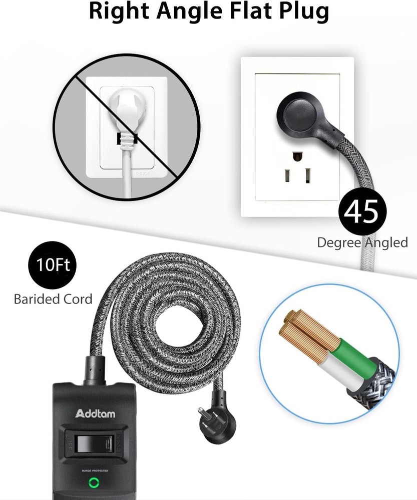 Surge Protector Power Strip with Overload Protection