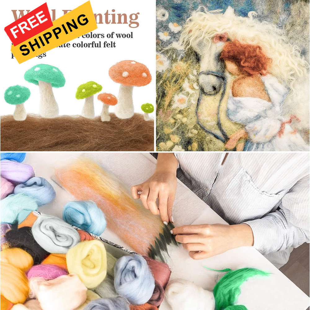 Sukh 40pcs Felting Wool Roving - Core Bulk 40Pcs Wool, Multicolor