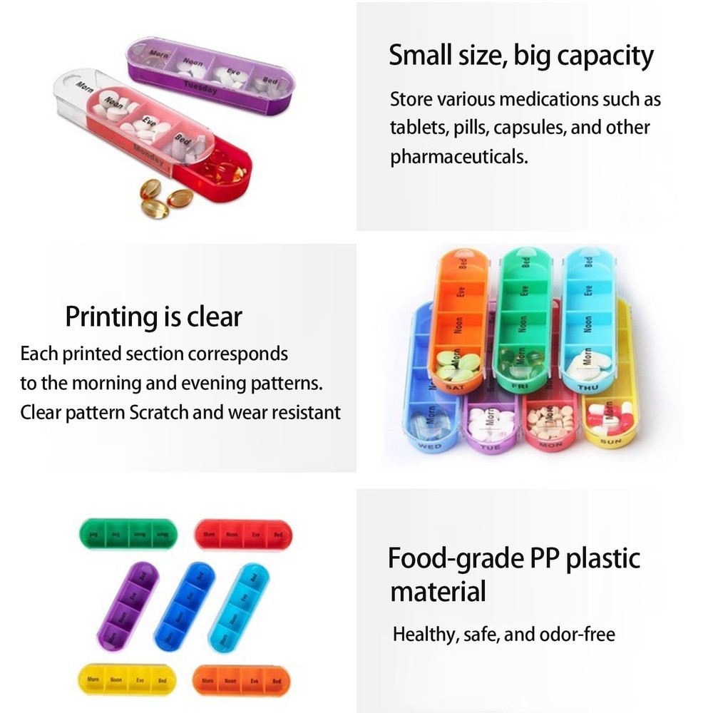 Weekly Stackable Pill Organizer 4 Times A Day Pill Case 7 Stackable Compartments