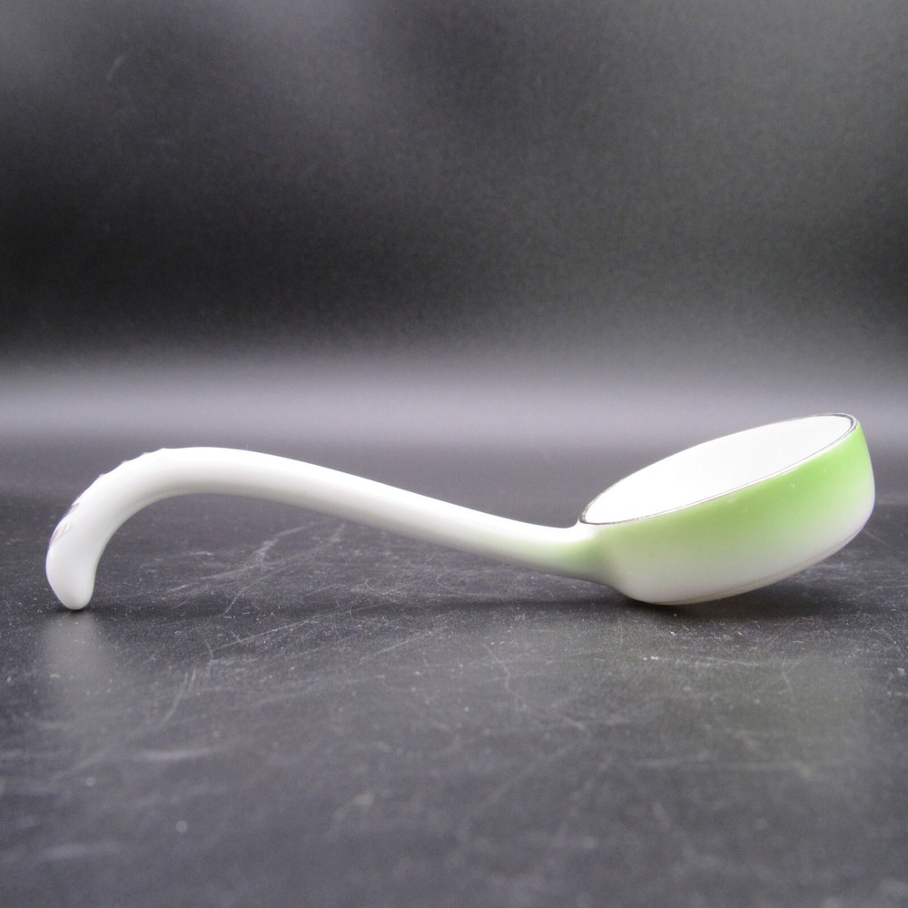 Noritake Jam Spoon, Morimura, 5" Long, Light Green & Silver, Fruit, Hand Painted