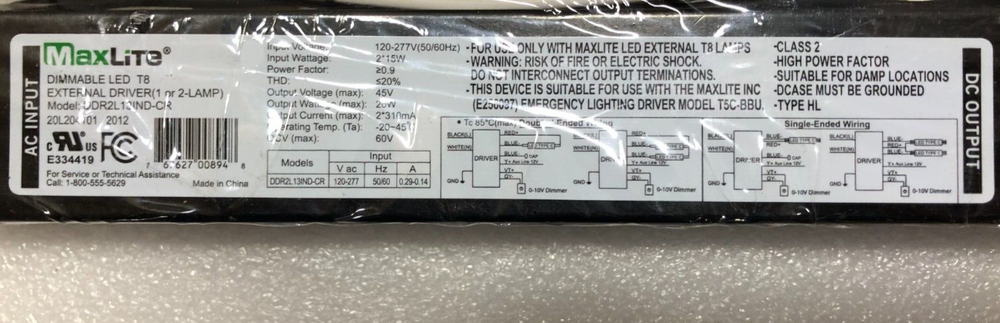 Maxlite dimmable LED driver-model:DDR2L13IND-CR (Qty. 1)