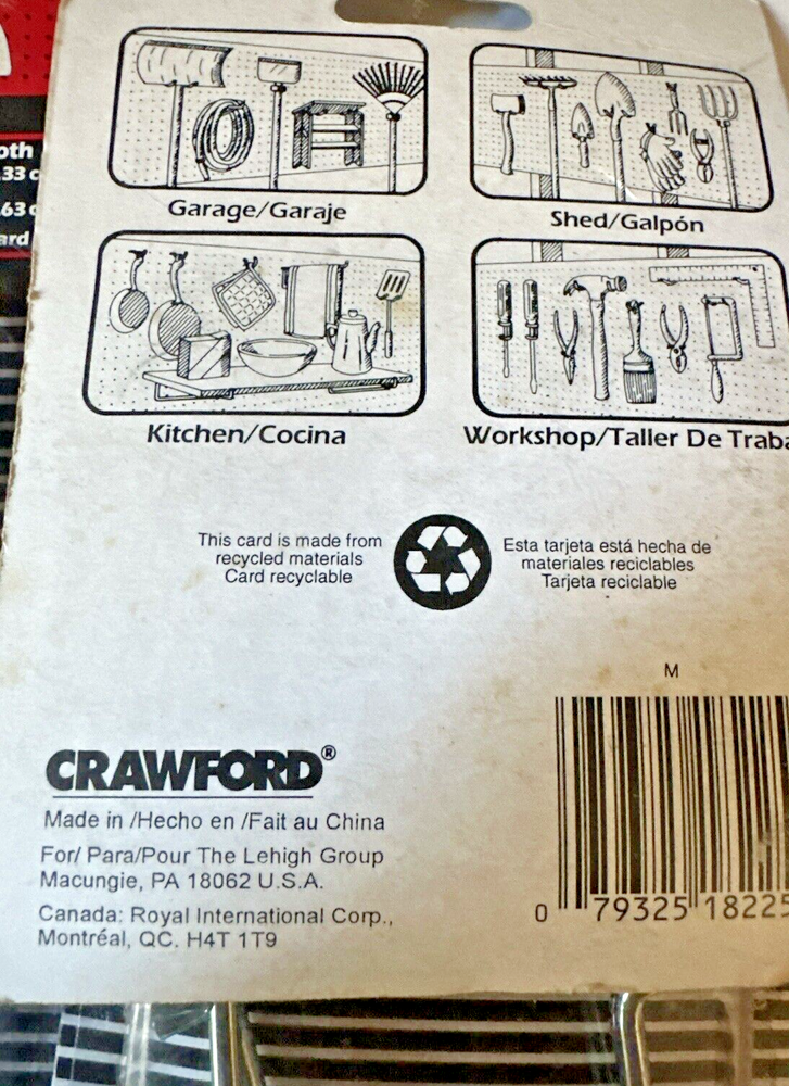 2-1/2" straight Peg board hooks 12 five pks