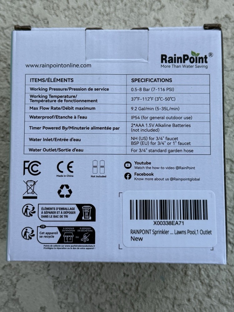 RAINPOINT Sprinkler Timer Outdoor Programmable Water Timer Garden Hose 1-zone